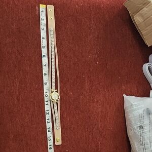 Gold and Tan Watch with Rhinestone Strap